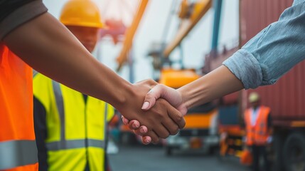 Teamwork and determination to succeed. Transport and Container