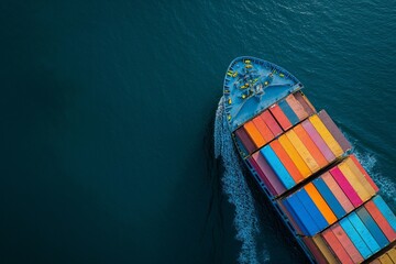 Fototapeta na wymiar Aerial view container ship full load container for logistics