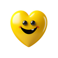 Fototapeta premium Happy smiley face with heart, yellow smiley cartoon face icon isolated on white background