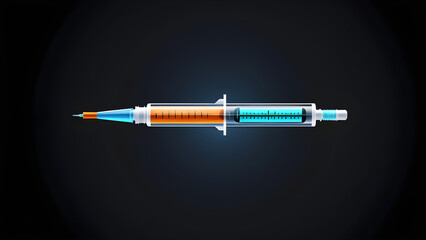 syringe icon isolated on a black background. with black copy space. 
