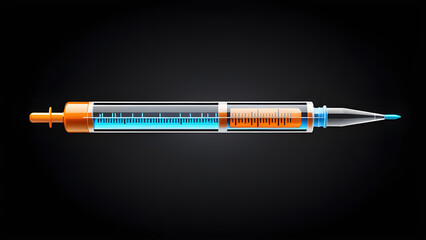 syringe icon isolated on a black background. with black copy space. 