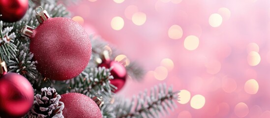 Fototapeta na wymiar Christmas-themed decoration with a pink background.