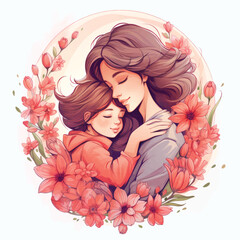 Hand-drawn Mother's Day illustration.