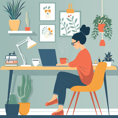 Home office concept. Woman working.