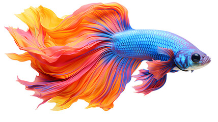 Colorful fish isolated on a transparent PNG background