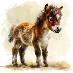 close up of a shaggy pony