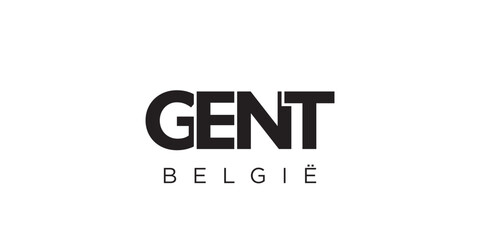 Fototapeta premium Gent in the Belgium emblem. The design features a geometric style, vector illustration with bold typography in a modern font. The graphic slogan lettering.