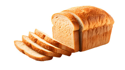 Sliced loaf of bread isolated, transparent PNG background