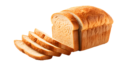 Sliced loaf of bread isolated, transparent PNG background