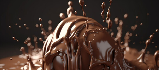 splash of chocolate milk ice cream 41 - obrazy, fototapety, plakaty