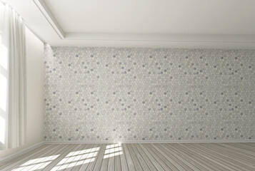 White empty room interior 3d illustration template, empty 3d rendering template, empty wall and floor 3d illustration for product display