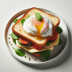 sandwich with smoked salmon eggs 
