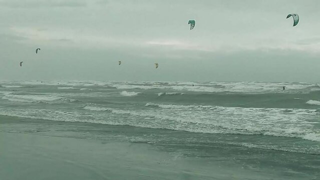 Kite surfing on the beach
