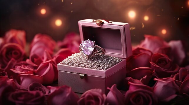 Luxurious velvet box holding a sparkling heart