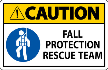Hard Hat Decals, Caution Fall Protection Rescue Team