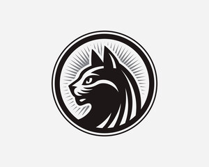 Black сat modern logo, emblem design editable for your business. Feline vector illustration.