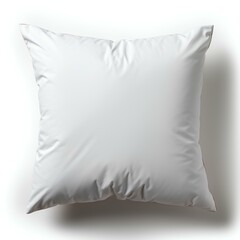 white pillow isolated on white background with shadow. white cushion isolated. satin silk pillow top view. cushion flat lay