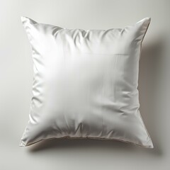 Fototapeta na wymiar white pillow isolated on white background with shadow. white cushion isolated. satin silk pillow top view. cushion flat lay