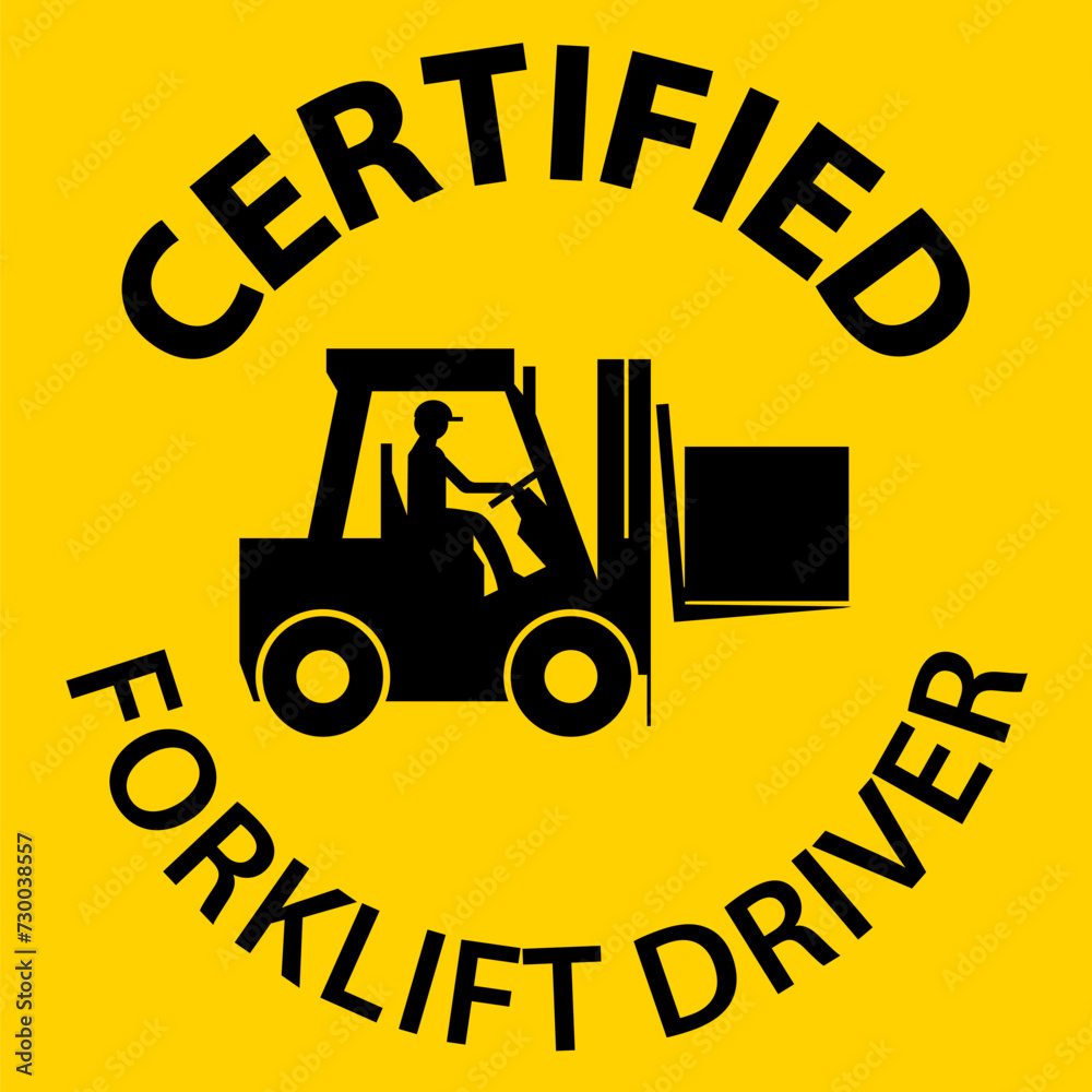 Sticker hard hat labels, caution certified forklift driver