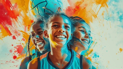 Obraz na płótnie Canvas Youth Volleyball Spirit: Teamwork & Joy Collage