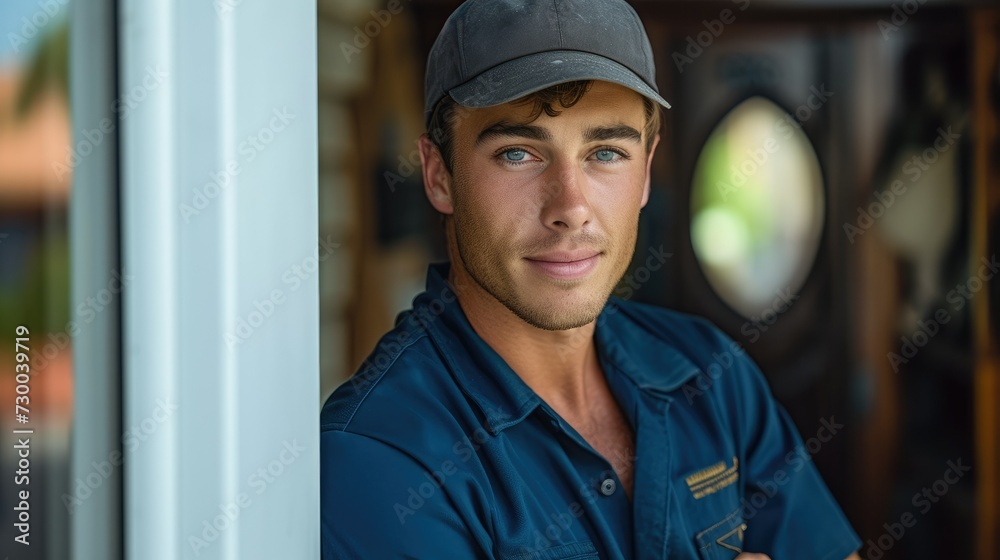 Aufkleber an emergency locksmith at home. generative ai.
