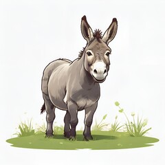 A donkey grazes in a meadow