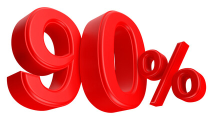 90 percent discount number red 3d render