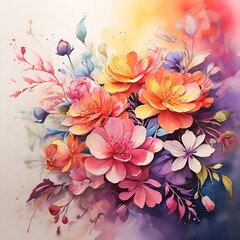 Flowers on a watercolor background
