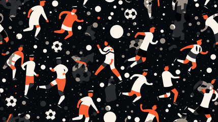 Seamless repetitive symetric pattern illustration of soccer figures. Pattern.