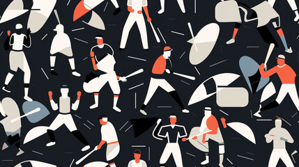 Obraz premium Seamless repetitive symetric pattern illustration of baseball figures. Pattern.
