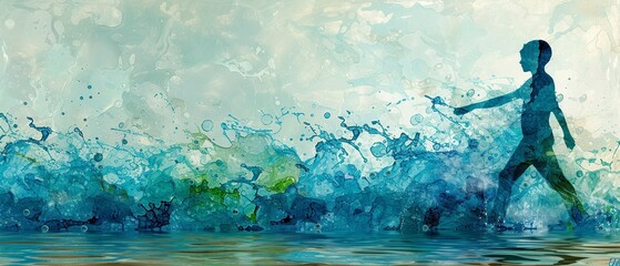 Fototapeta premium Harmony of Elements: Water & Foliage Dance Collage