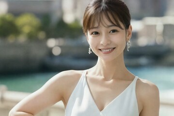 笑顔の30代女性