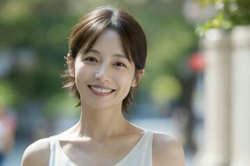 笑顔の30代女性