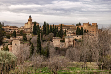Alhambra Palace and fortress complex located in Granada, Andalusia, Spain.