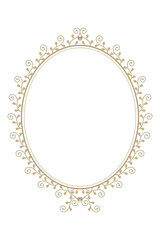 Vector - Vintage border or frame on oval shape. Brown color. 