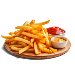 portion of French fries accompanied by sauce in PNG