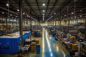 Production industry equipment at manufacturing buildings