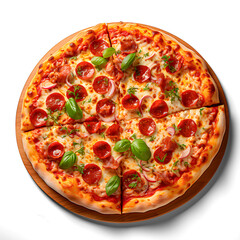 top view of pizza in PNG