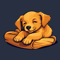 Premium vector illustration of a cute dog cartoon icon, portraying a flat logo design. 