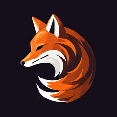 Flat vector illustration of a fox logo cartoon style