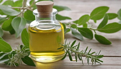 Freshness and relaxation in nature with aromatherapy oil and herbal medicine 