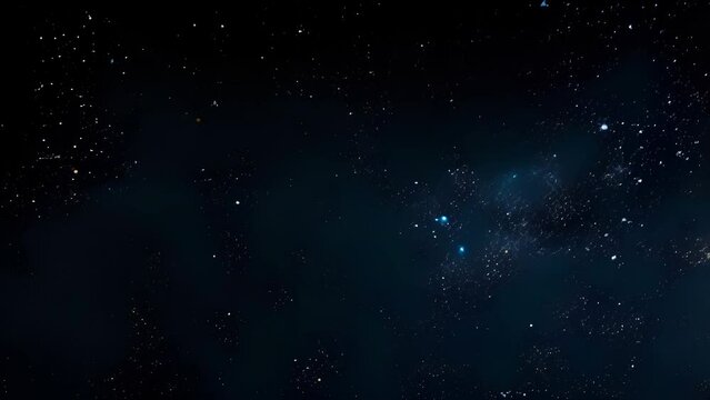 Starry deep night sky dense with numerous shining stars. Concept of astronomy, cosmos, space exploration, stargazing, enigmatic, mysterious and calmness