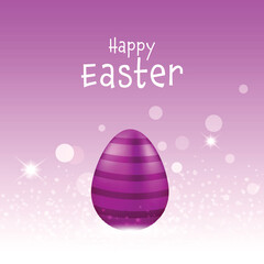 Glossy Painted Egg on Shiny Bokeh Light Pink Background.