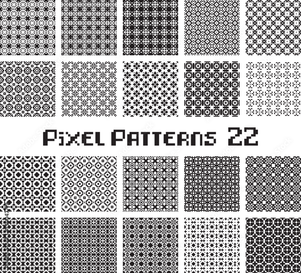 Poster abstract seamless pattern in pixel style. set geometric design background.