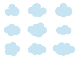 Sky clouds vector silhouette. Cloud icon set.