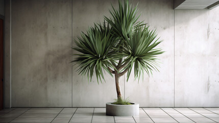 Yucca plant as part of minimalistic indoor decor. 