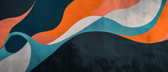 abstract wallpaper , with dark indigo and orange modernist abstract forms