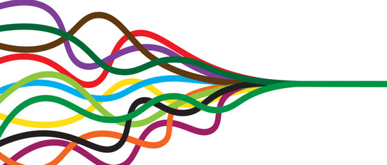 Multiple colored lines joins to makes one line and flows as one line © Shalitha Ranathunge