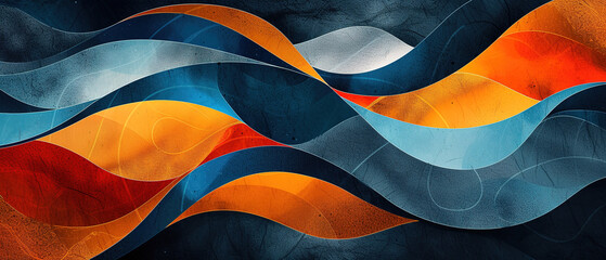 abstract wallpaper , with dark indigo and orange modernist abstract forms
