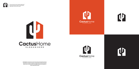 Home and cactus logo design